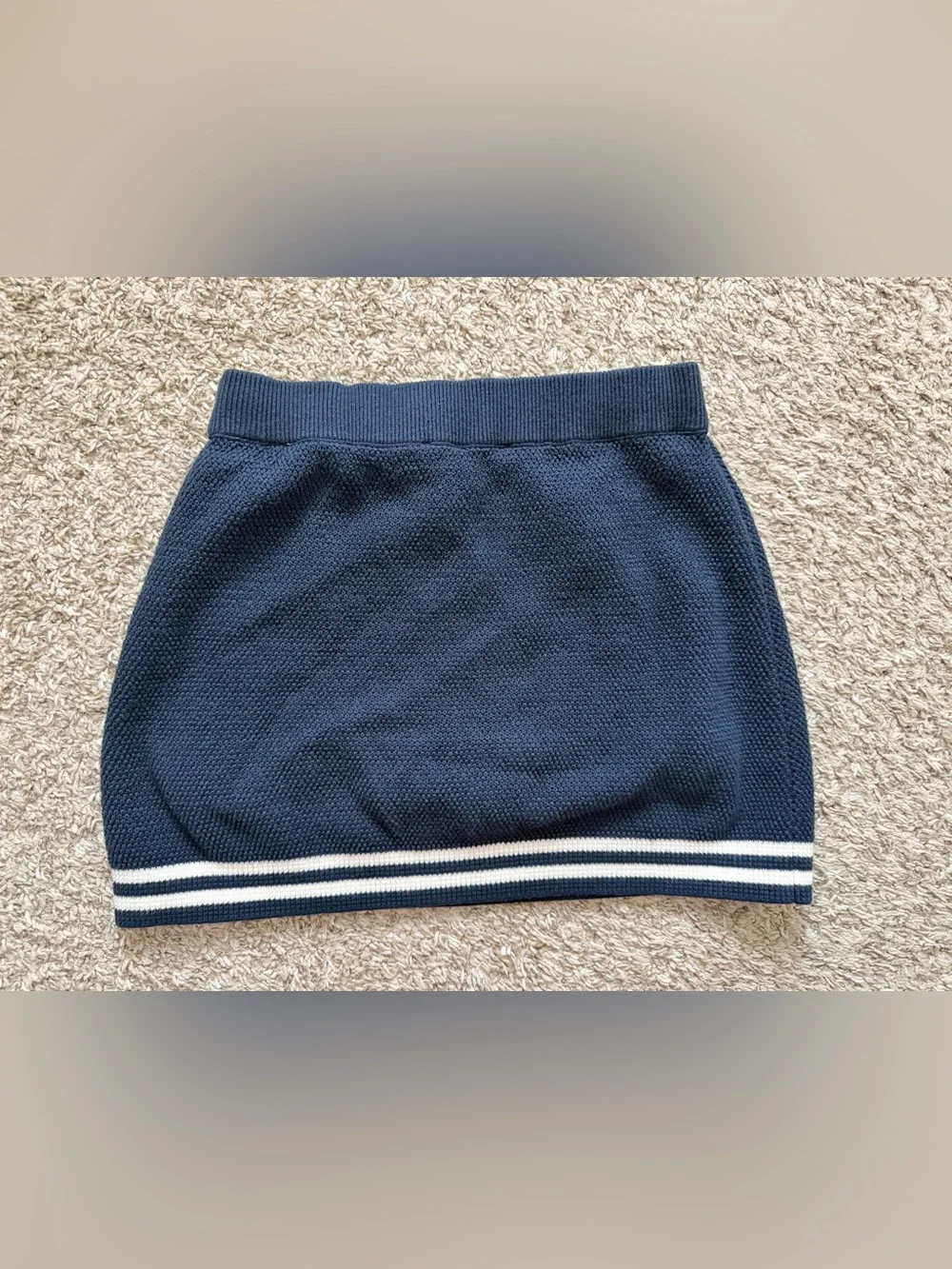 ALO Yoga Tennis Club Sweater Knit Skirt with White Striped Hem